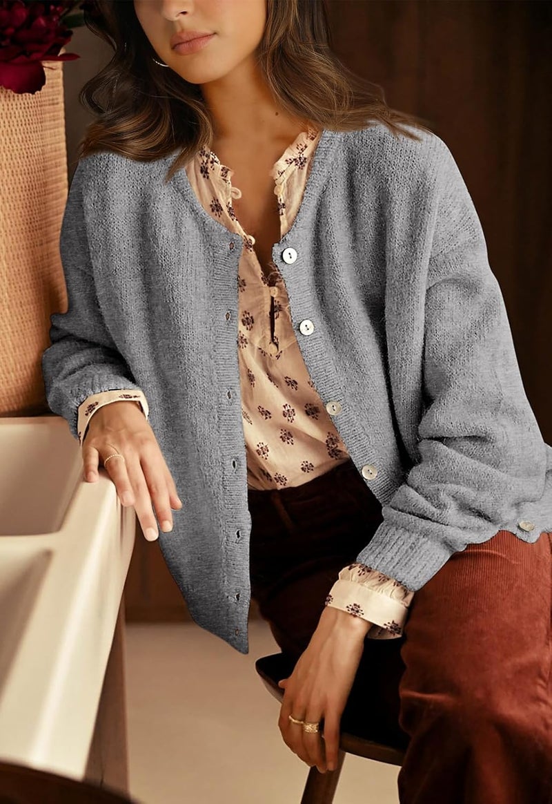 PRETTYGARDEN Store Long Sleeve Crewneck Button Down Womens Sweaters Spring Open Front Chunky Cardigan Sweaters for Women 2026 - Image 5